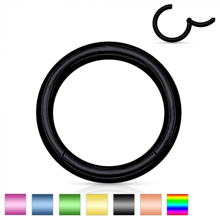 Piercing din oțel inoxidabil, cerc simplu și lucios, 0,8 mm - Culoare Piercing: Negru - K