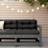 VidaXL Scaun de grădină cu perne, gri, lemn masiv de pin 825571