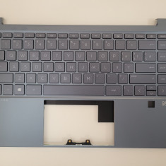 Carcasa superioara cu tastatura palmrest Laptop, HP, Pavilion 14-DV, 14-EC, TPN-Q244, M52712-271, iluminata, albastra, cu fingerprint, layout us