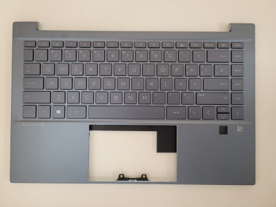 Carcasa superioara cu tastatura palmrest Laptop, HP, Pavilion 14-DV, 14-EC, TPN-Q244, M52712-271, iluminata, albastra, cu fingerprint, layout us foto