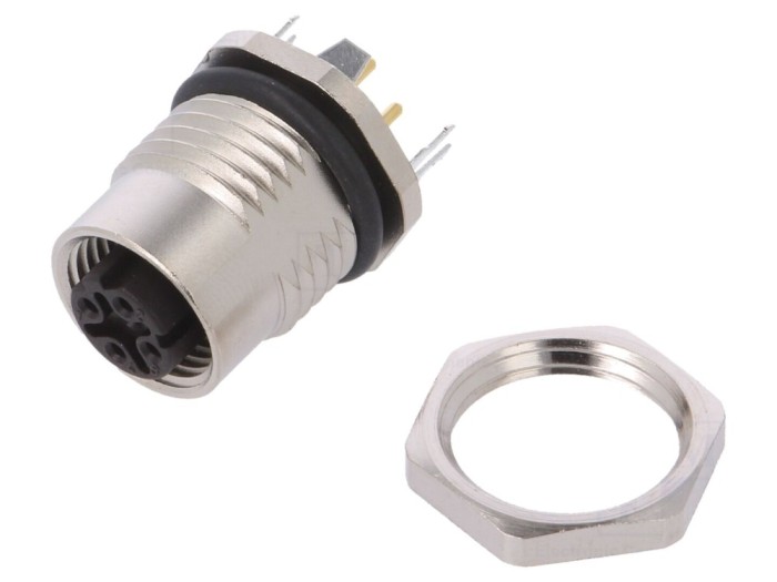 Conector soclu M12 mamă, cod D Ethernet