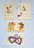 Lot 4 felicitări vechi 1 Martie și 8 Martie (Anii '80) &ndash; Mesaje olografe, mărțișor tradițional