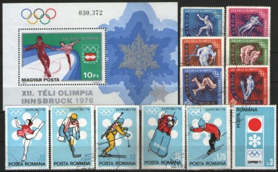 Lot timbre cu sport de iarna foto