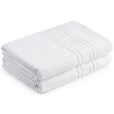 Set 2 Prosoape Greek Hotel Supplier - 100% Bumbac, 50x90 cm, 500 GSM, Alb | Livrare Rapidă