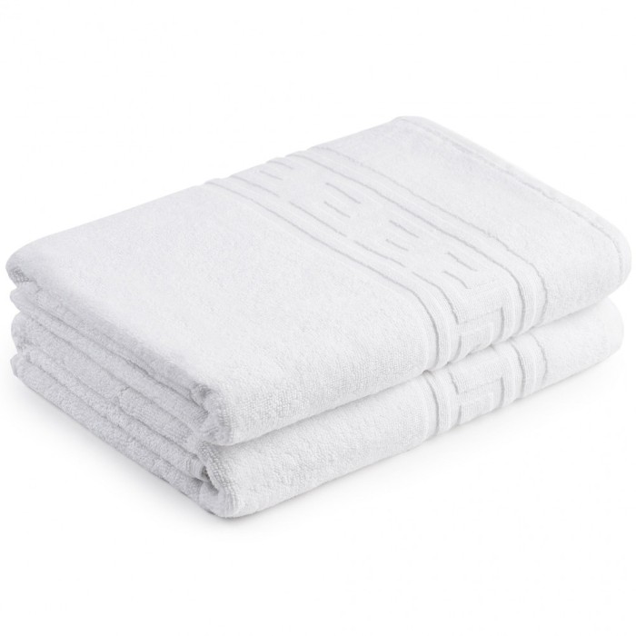 Set 2 Prosoape Greek Hotel Supplier - 100% Bumbac, 50x90 cm, 500 GSM, Alb | Livrare Rapidă