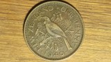 Noua zeelanda - moneda de colectie raruta - 1 penny 1940 bronz - George VI - impecabila !