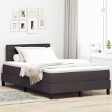 Cumpara ieftin Pat cu arcuri cu headboard Maro inchis 120 x 190 cm tesatura