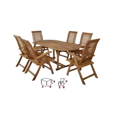 Set mobilier pentru gradina HECHT Camberet set, masa si 6 scaune, lemn de salcam foto