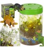 Kit Terariu Dinozauri cu LED,DIY Gradina in Borcan, Pamant, Pietricele, Seminte, 3 Dinozauri,10x10x16cm, Jucarie STEM Creativa KIK