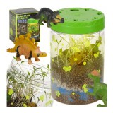 Kit de terariu cu lumini LED pentru copii, 3 dinozauri, accesorii incluse, 10 x 10 x 16 cm
