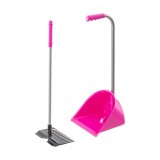 Lopata Mistboy Mini Kerbl cu grebla roz 60cm, colectare balegar, spatii inguste, copii