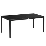 Masa gradina/terasa pentru exterior, aluminiu, blat sticla securizata, negru, 8 persoane, 180x80x72 cm