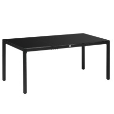 Masa gradina/terasa pentru exterior, aluminiu, blat sticla securizata, negru, 8 persoane, 180x80x72 cm