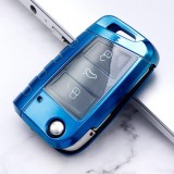 Husa cheie briceag TPU albastra Armour, 3 butoane, compatibila Golf MK7, Octavia, Superb