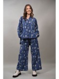 Cumpara ieftin Pantaloni Dama Albastri Talie Elastica Napoli, Bumbac XS-M, Full Length