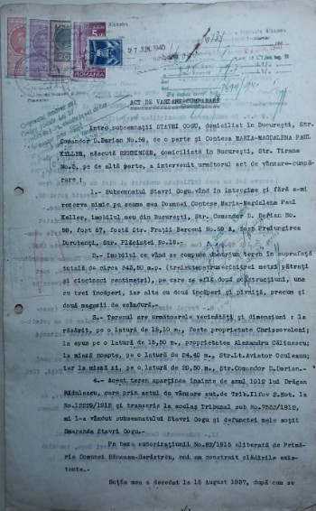 1940 Contract imobilar Contesa Maria (Marusia) Magdalena Paul Keller / Darian 59