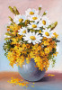 Tablou canvas Flori, margarete, alb, pictura, buchet, 75 x 50 cm