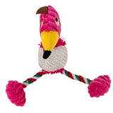 Jucarie distractiva si interactiva Pufo pentru catei in forma de papagal, 25 cm- rezistenta si colorata, roz