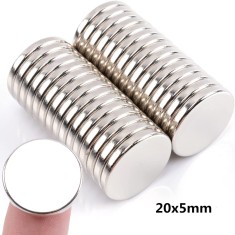 Magnet puternic neodim disc rotund 20x5mm cu suprafata nichelata