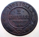 7.089 RUSIA WWI NIKOLAI II 2 KOPEICI COPEICI KOPEKS 1904 СПБ, Europa, Cupru (arama)