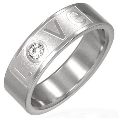 Inel LOVE din oțel inoxidabil cu zirconiu - Marime inel: 62 foto