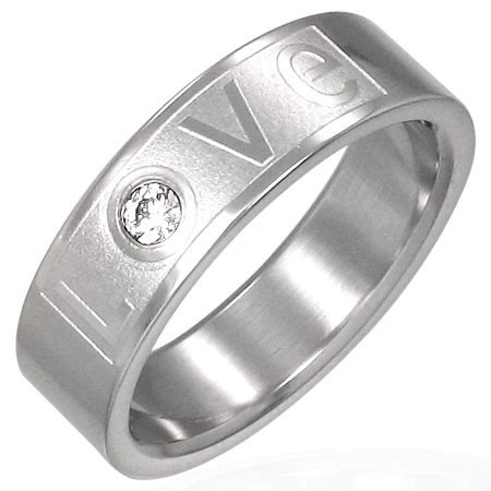 Inel LOVE din oțel inoxidabil cu zirconiu - Marime inel: 62