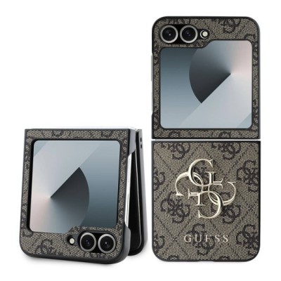 Husa pentru Samsung Galaxy Z Flip6 - Guess Leather 4G Metal Logo (GUHCZF64GMGBR) - Brown foto