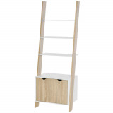 Biblioteca tip scara cu 3 Rafturi si Dulap, Raft Modern Stil Nordic din Lemn, 60x40x171cm, Stejar si Alb HOMCOM | Aosom RO