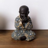 Figura Decorativă Etnică de Ceramica Calugar \"Nu Vorbesc\" cu Detalii Mirror, CMCLASS