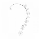 Cercei tip ear cuff Flowers de 10 cm cu sidef ușor, st&acirc;nga, placat cu argint, Lilou
