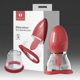 Vibrator Clitoris Realov Limba Magica, 2 Cupe, 6 Moduri Vibratii si Lins, Silicon, Rosu