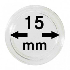 Capsule monede, transparente, 10 buc, diametru 15 mm, made in Germania