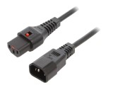 Cablu IEC C13 Mamă - IEC C14 Tată 2m cu Blocare Negru