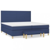 Cumpara ieftin Pat box spring cu saltea, albastru, 200x200 cm, textil