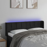 VidaXL Tăblie de pat cu LED, negru, 147x16x78/88 cm, catifea
