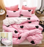 Lenjerie Pat Bumbac 4 Piese Simbiod SF102 Roz, Cearceaf 240x250cm, Husa Pilota 200x230cm, Fete Perna 55x75cm si 70x70cm