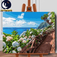 Set pictura pe numere (panza) Vedere la ocean 40x50 cm foto