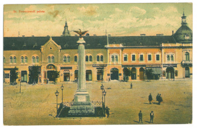 3677 - DEJ, Cluj, Market, statue, Romania - old postcard - used - 1909 foto