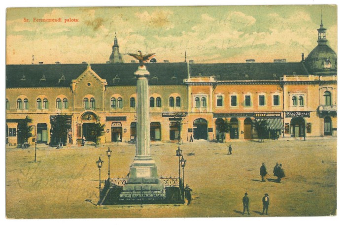 3677 - DEJ, Cluj, Market, statue, Romania - old postcard - used - 1909