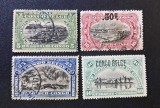 Congo Belgian 1915&ndash;1923 &bdquo;Peisaje din Congo, Portul Matadi, Cascada Stanley &amp; Pirogă&rdquo; (cu Supraimprimare Provizorie) -CLN1