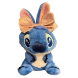 Stitch de plus Candy Stitch jucarie pufoasa colorata cu funda mare albastru