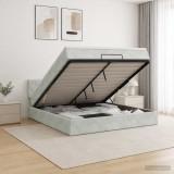 Cumpara ieftin Pat Ottoman cu Saltea si LED Gri deschis 140 x 190 cm Catifea