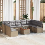 VidaXL Set de canapele pentru grădină Bej 10 pcs Bej, gri deschis Mare
