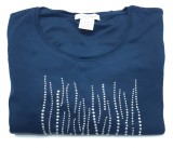 Bluza dama bleumarin Mark Adam, maneca lunga, bumbac, pietre aplicate, marimea 44