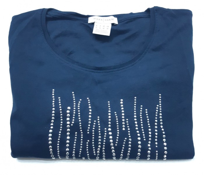 MARK ADAM bluza dama maneca lunga pietre aplicate marimea 44 bumbac bleumarin