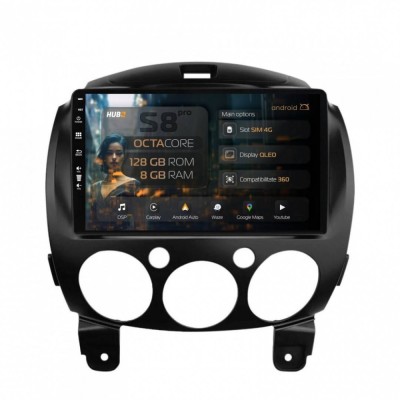 Navigatie Mazda 2 (2007-2014) 8GB RAM Android 13 Octacore Slot Sim 4G DSP GPS Wi-FI Carplay Android Auto USB Bluetooth Waze Touchscreen 9 Inch foto