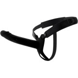 Dildo strap-on scobite - Dorinta Ascunsa Infern Strap-on cu Dildo Realist 20cm Scobit Gol in Interior cu Inel de Prindere de Testicule Negru