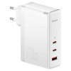 INCARCATOR retea Baseus GaN5 Pro, Quick Charge 140W, 1 x USB, 2 x USB Type-C, include cablu USB Type-C la USB Type-C 100W 1m, alb &quot;CCGP100202&quot; (timbru