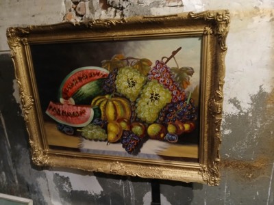 Tablou foarte mare - Cos cu fructe - Nesemnat foto