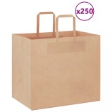 vidaXL Pungi de h&acirc;rtie 250 buc cu m&acirc;nere maro 32x22x28 cm